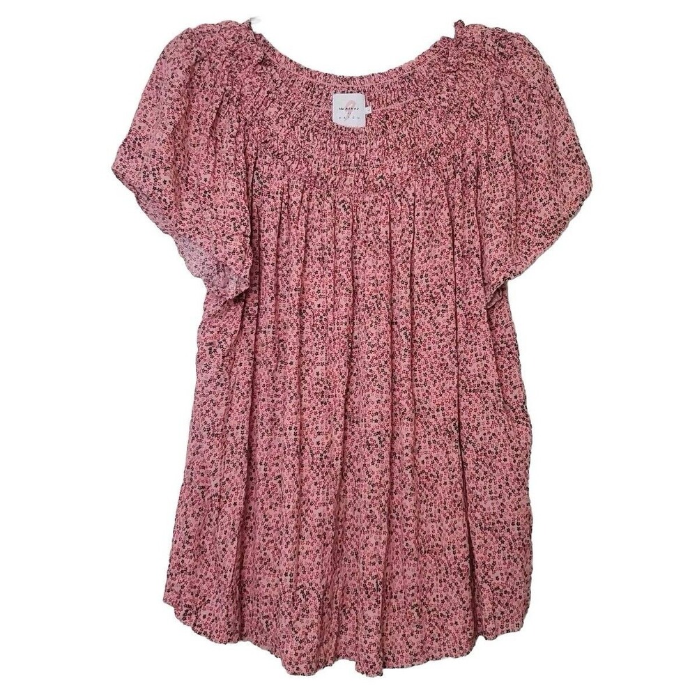 The Nines by Hatch Smock Neck Mini Disty Pink Floral Top Maternity Medium